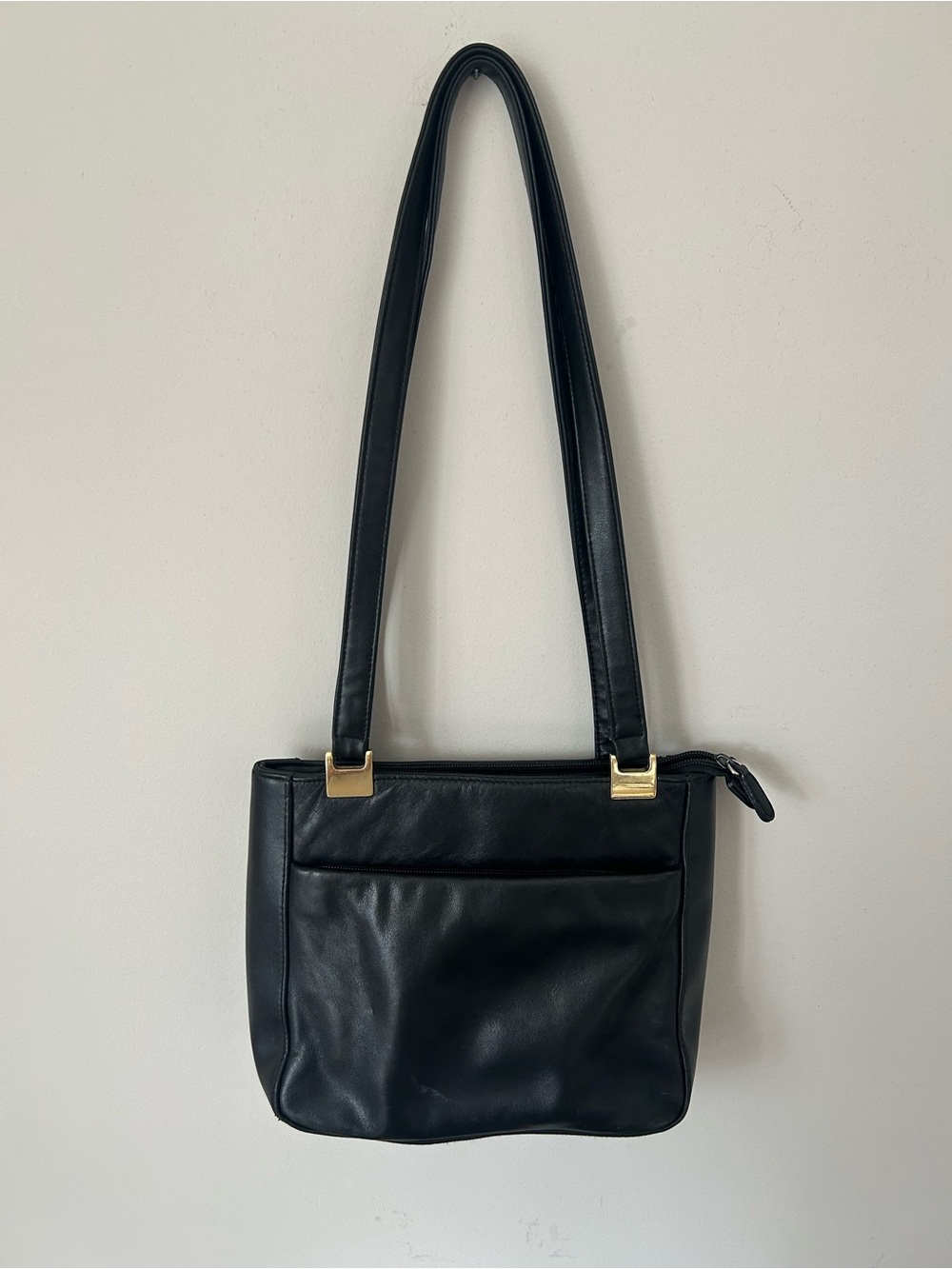 Worthington Classic Black Leather Shoulder Bag